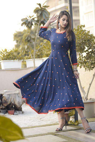 Rayon Slub Printed Kurti - Kurti Mania