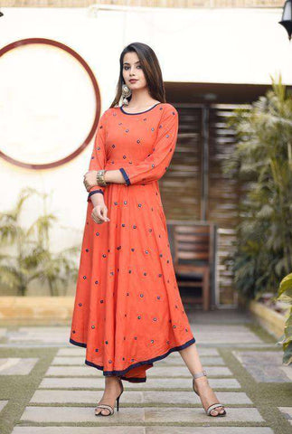 Rayon Slub Printed Kurti - Kurti Mania